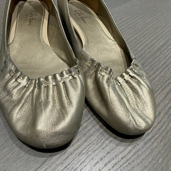 COLE HAAN Gold Leather Ballet Flats - Size 7 - Picture 2 of 10